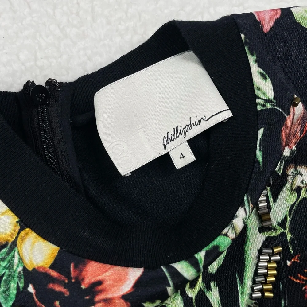 3.1 PHILLIP LIM • Multicolored Floral Beaded Silk Mini Dress, 4 - Picture 13 of 14